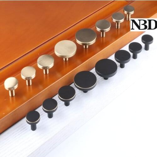 4Pcs Solid Brass Furniture Cabinet Door Drawer Knob Mushroom Matte Black Gold Edge Antique Bronze