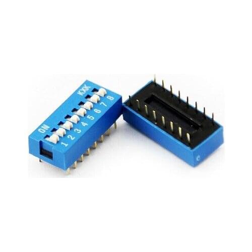 5pcs NEW 2.54mm Blue Pitch 8-Bit 8 Positions Ways Slide Type DIP Switch