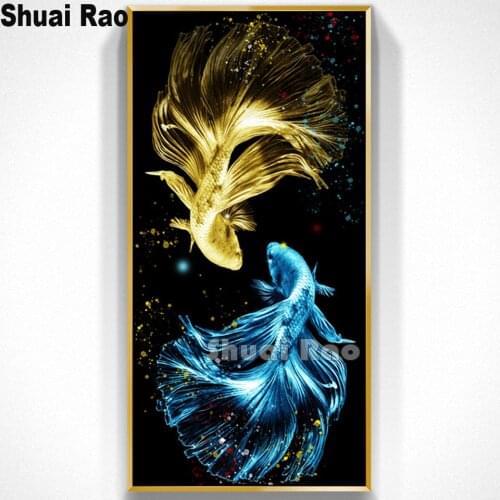 5 d Diamond Painting Full square luxury carp fantasy art fish animals Diamond Embroidery sale Home Decoration DIY mosaic