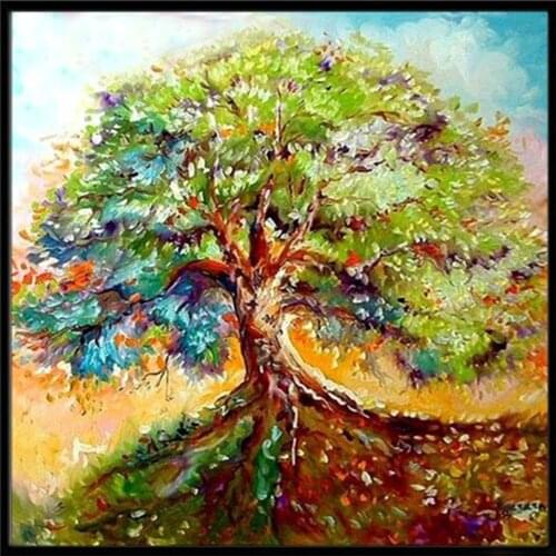 DIY 5D Handmade Diamond Painting Landscape Tree Embroidery Mosaic Home Decoration Pattern
