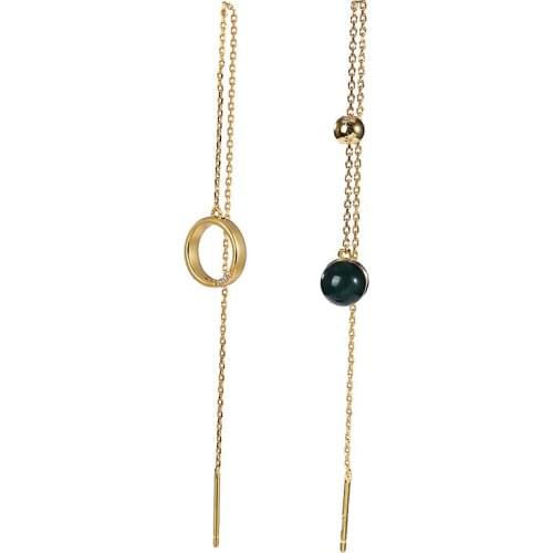 S925 sterling silver gold plated natural Mexican blue amber hanging earrings asymmetric earring pendant for ladies