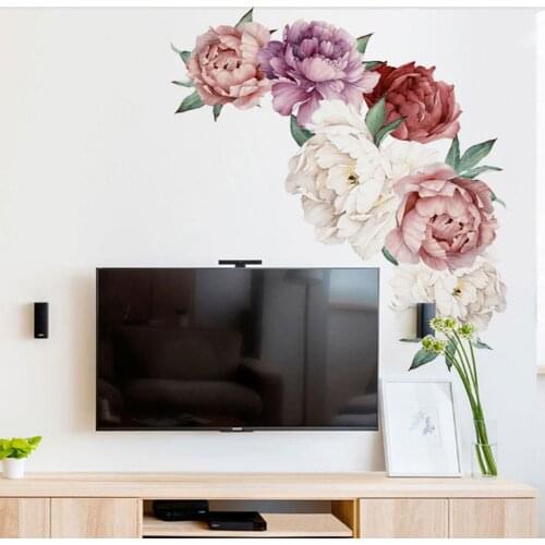 AsyPets Home Peony Pattern Wall Sticker Decoration for Living Room Bedroom