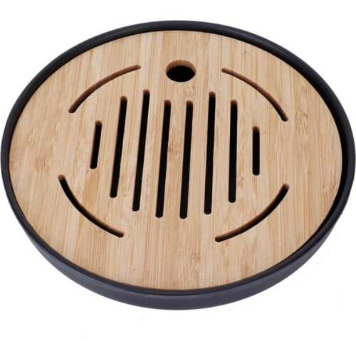 Bamboo Round Tea Tray Teapot Mat Serving Tray Drainage Water Storage Tea Set Home Supplies
