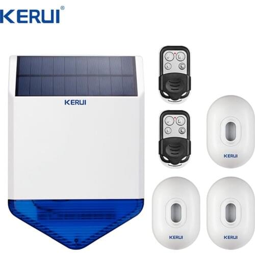 KERUI SJ1 Solar Siren Outdoor Wireless Solar Strobe Flash siren Outdoor Motion Sensor Remote Control as Home alarm kit