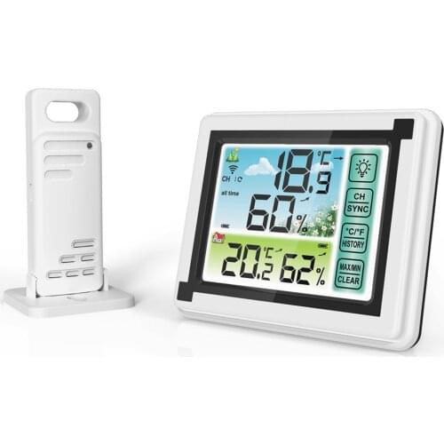 Color Touch Screen Wireless Thermometer Hygrometer Digital Wireless Weather Station Digital Thermometer Hygrometer
