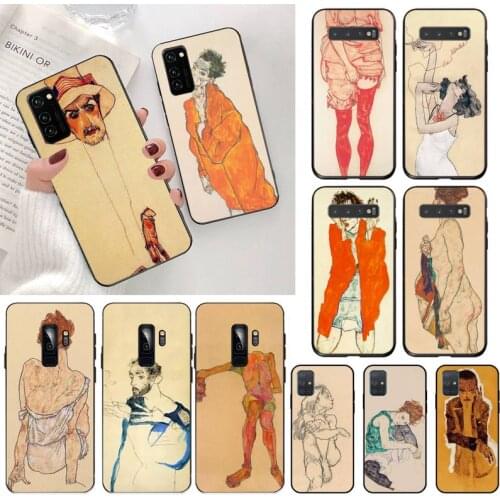 CUTEWANAN Egon Schiele Black TPU Soft Phone Case for Samsung S20 plus Ultra S6 S7 edge S8 S9 plus S10 5G lite 2020