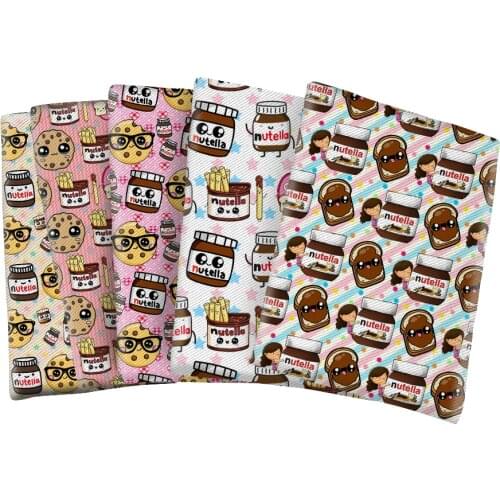 Nice Biscuit Snacks Printed Twill Cotton Polyester Fabric for DIY Bag Earing Hair Bow Center Making 50*145cm