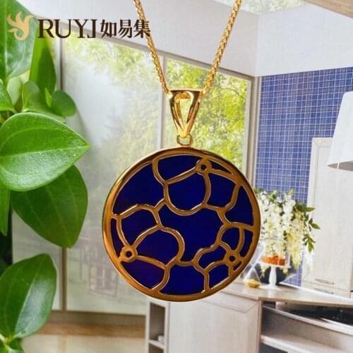 Lapis Lazuli Pendant Womens Accessories without Necklace Lucky Pendant round Necklace Niche Design Versatile Personality