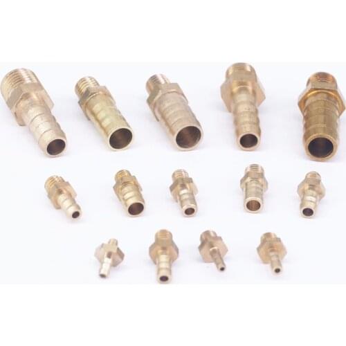 Brass Hose Barb Male BSP M5 M6 M8 M10 M12 Thread Pipe Fitting Barb Hose Tail Connector 2.5mm to 10mm Tools Accessory