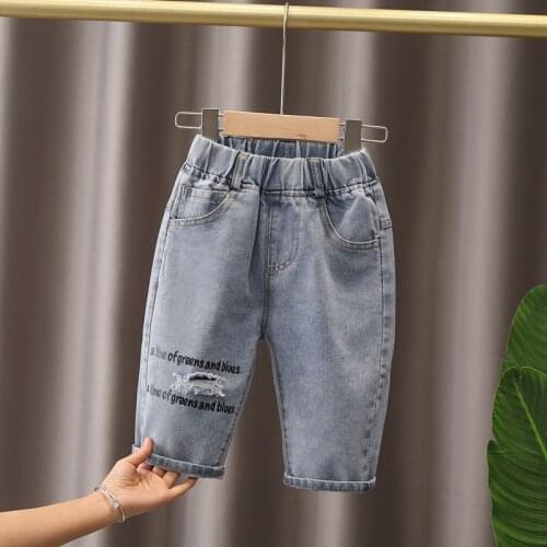 Boy Summer Shorts Staright Jeans Boys Shorts Denim Thin Short Trousers Children Short Jeans Kids Baby Stretch Capri Pants