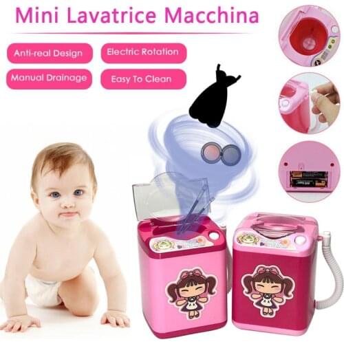 Hot Kids Electronic Mini Washing Machine Pre School Play multifunction Washer Wash Beauty Brush Makeup Sponges Pretend Toy 2020