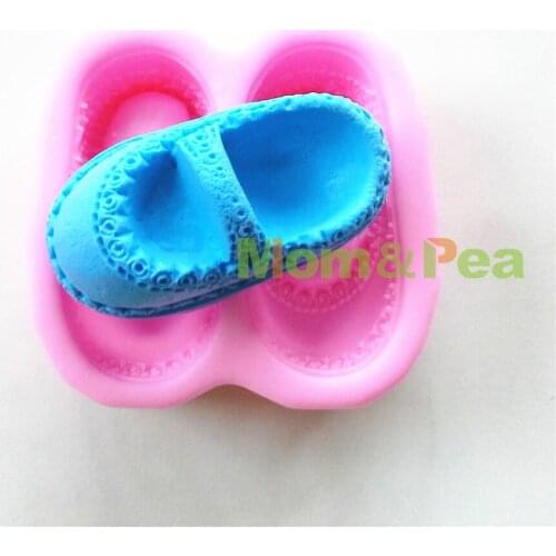 Mom&Pea 0558 Free Shipping Baby Shoe Shaped Silicone Soap Mold Cake Decoration Fondant Cake 3D Mold Food Grade Silicone Mould
