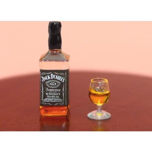 1/12 Dollhouse Miniature Mini Whisky Wine Drink Bottle Glasses Food Toy Match for Blyth BJD Doll House Kitchen Collectible Gift