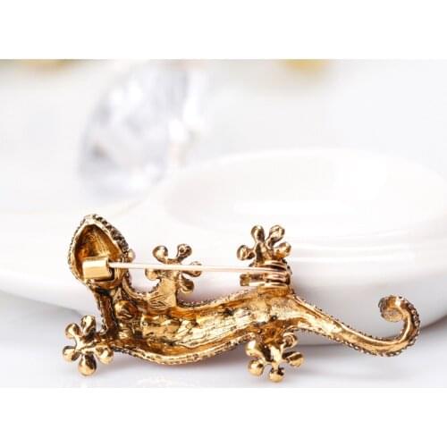 Fashion Women Lizard Brooch Pin Animal Creeper Rhinestone Gecko Chameleon Corsage Brooches Jewelry Gifts JL