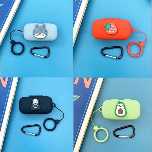 Cartoon Cute Silicone Case for QCY T5 Wireless Bluetooth Headset Portable Protective Cover with Hook for QCY T5 T5S