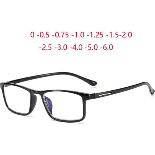 Ultralight TR90 Finished Myopia Glasses Women Men Comfortable Square Student Short-sight Eyewear Prescription -0.5 -1.0 To -4.0