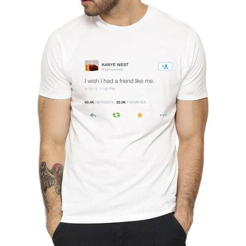 I Wish I Had A Friend Like Me Print Vintage Tops Mens T-shirts Tumblr Fashion Harajuku White Graphic Short Sleeve Tees Men