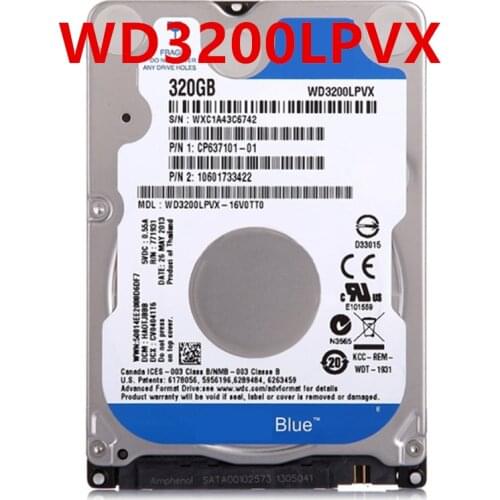 New HDD For WD 320GB 2.5" SATA 3 Gb/s 8MB 5400RPM 9.5MM For Internal Hard Disk For Notebook HDD For WD3200LPVX