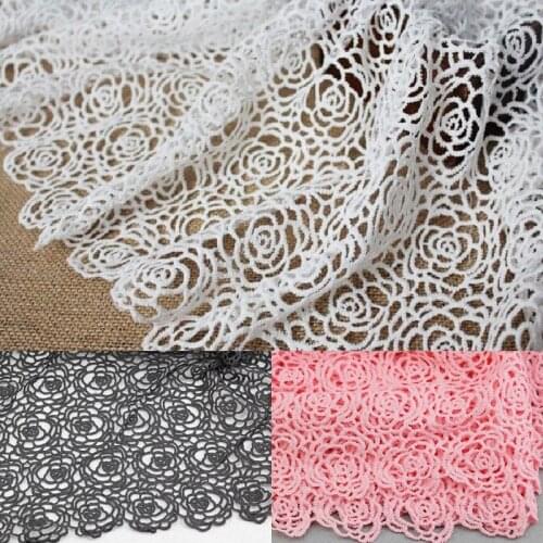 Wholesale and retail Unique Cotton Lace Fabric Net White Black Lace Guipure Fabric for party dress 1 Yards/lot