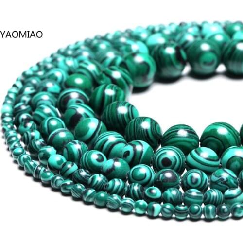 Wholesale Green Natural Malachite Peacock Stone Beads 6mm 8mm 10mm 12mm GemStone Loose Beads For Making Jewelry Women Bracelets
