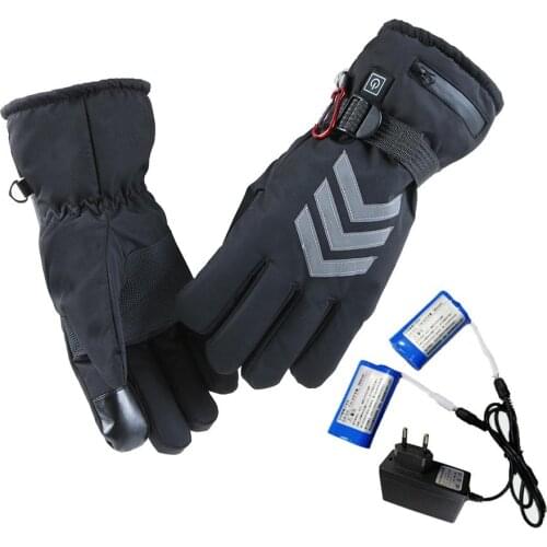 Rechargeable Heated Gloves Waterproof Electric Insulated Night Reflective Back Motorcycle Skiing Gloves Warmer For Men Women