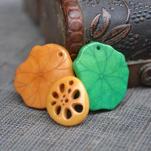 WEIYU Wholesale Handcarved Tagua Nut Lotus Leaf Pendant Beads For DIY Zen Buddhism Necklace Natural Wood Handcrafted Jewelry