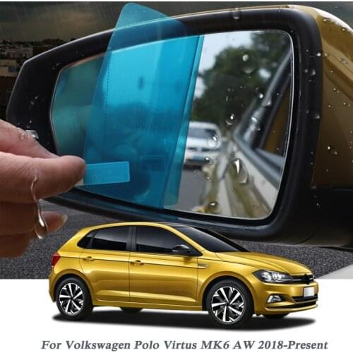 2PCS Anti Fog Car Window Clear Film Car Rearview Mirror Film For Volkswagen Polo Virtus MK6 AW 2018-Present Waterproof Stickers