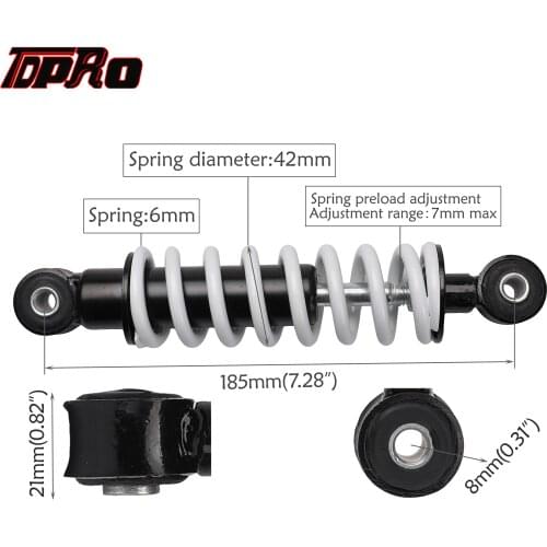 TDPRO 185mm Rear Shock Suspension Absorber Spring 400lbs for 49cc 47cc Mini Dirt Pit Bike ATV Quad Buggy 4 Wheeler Razor Bike
