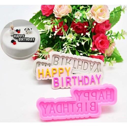 1pc Silicone Fondant Mould Happy Birthday Wedding Icing Cake Mold Decoration For Cake Decor 3d Diy Silicone Mould Cake Moulds