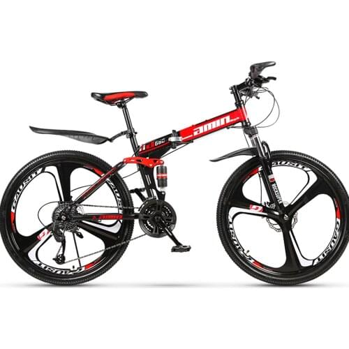 Folding Mountain Bike Bicycle Adult Integrated Wheel Double Shock Absorption Racing Off Road 27/24Speed Stud