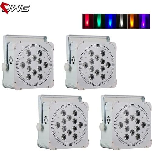 Wedding Rechargeable DMX Wireless Battery Powered 6in1 RGBWAUV 12*18w LED Flat Par Light with IR Controller