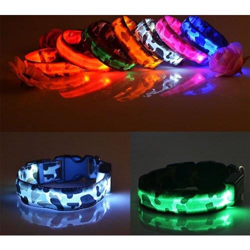 LED Dog Collar Luminous Pet Products Safety Camouflage Stylish Flashing Glow Necklace Pet Accessories
