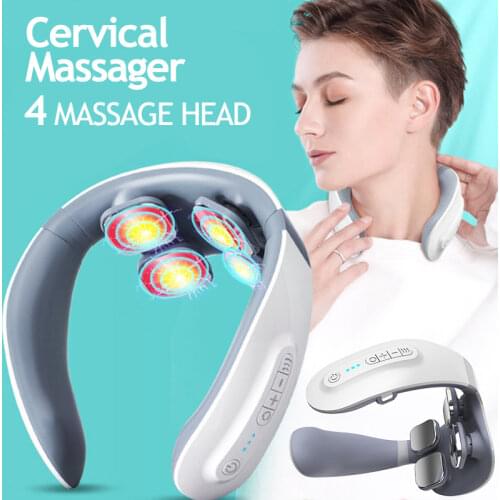 Electric Smart Neck Massager kneading Pain Relief Health Care Infrared Tool Heating Physiotherapy Relaxation Machine Massager