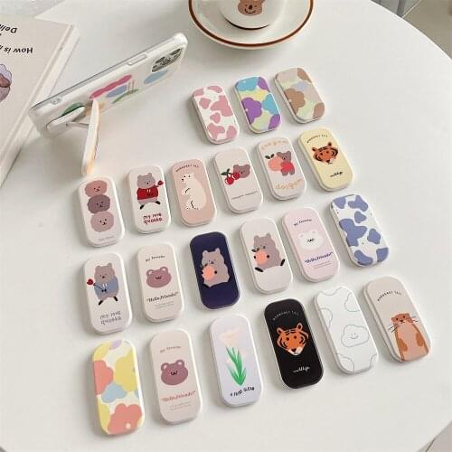 Universal Mobile Phone Holder Ins Push-Pull Back Sticker Buckle Ring Bracket Holder Finger Kickstand For Iphone Samsung Huawei