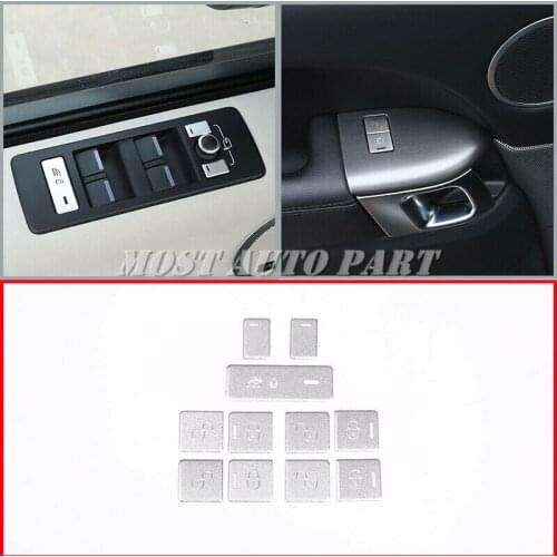 Aluminum Alloy Interior Door Lock & Unlock Button Cover Trim For Land Rover Range Rover L405 Vogue 2013-2017 11pcs