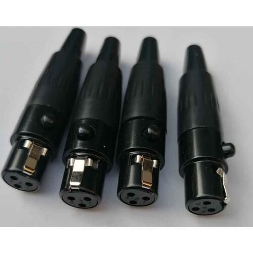 High quality black 5pcs/lot mini xlr 3 pin female Audio Mic connector TA3F-B Mini XLR Connector with Steel Shell