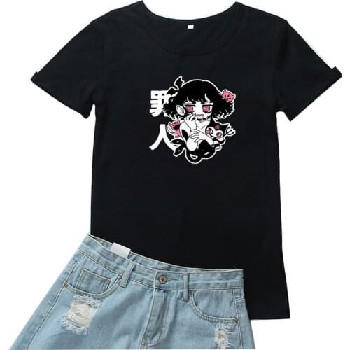 Harajuku Cartoon Printing Pattern Women T Shirt Soft Goth Aesthetic Camiseta Mujer Loose Casual Personality Women T-shirts