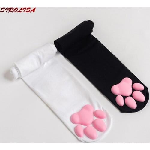 New Long Cat Paw Pad Cotton Socks for Women ToeBeanies Girls Cat Pawpads Footprint Over Knee Thigh Stocking Fashion Cute Cosplay