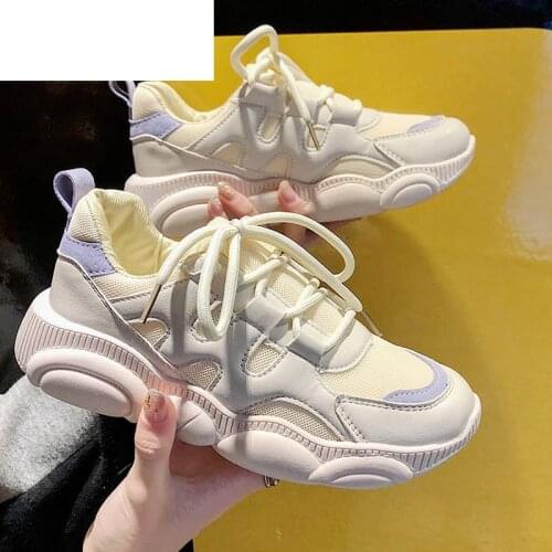 Women Chunky Sneakers 2021 Fashion Spring Breathable Women Shoes Platform Comfortable Lace-up Casual Shoes Zapatillas Mujer