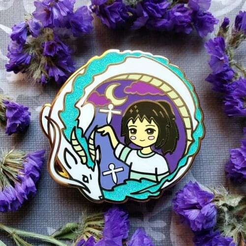 Anime Chihiro and Haku Dragon Enamel Brooch Pin Backpack Hat Bag Lapel Pins Badges Women Mens Fashion Jewelry Accessories