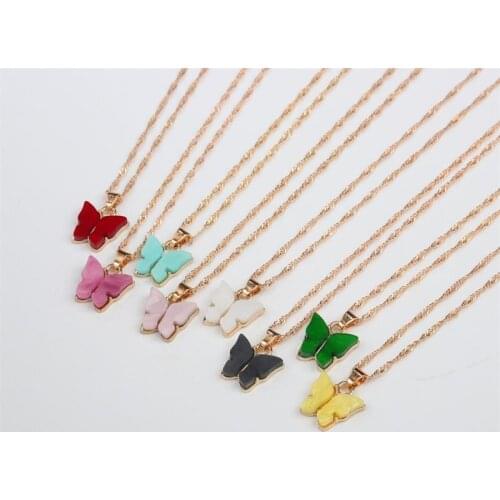 Korean Fashion Cute Butterfly Pendant Necklace For Women Golden Color Statement Necklace Jewelry Gifts Wholesale