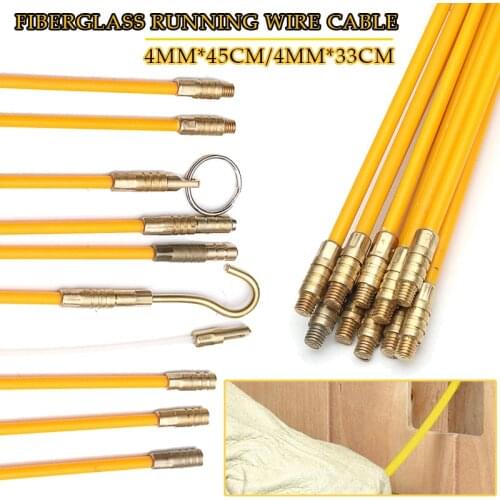 10pcs/set 33/45cm Diameter 4mm Fiberglass Wire Cable Running Rods Fish Pulling Wire Holder Kit Electrical Wires With Hook