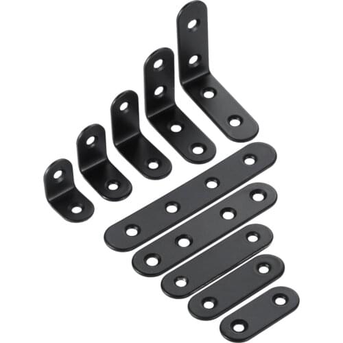 10pcs 20-100mm Fixing Right Angle Corners Brace Stainless Steel L-Shaped Supporting Brackets With Screws Furniture Hardware
