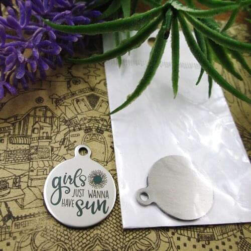 20pcs--"Girls Just Wanna Have Sun"stainless steel charms 5 styles for choosing DIY Charms for necklace bracelets
