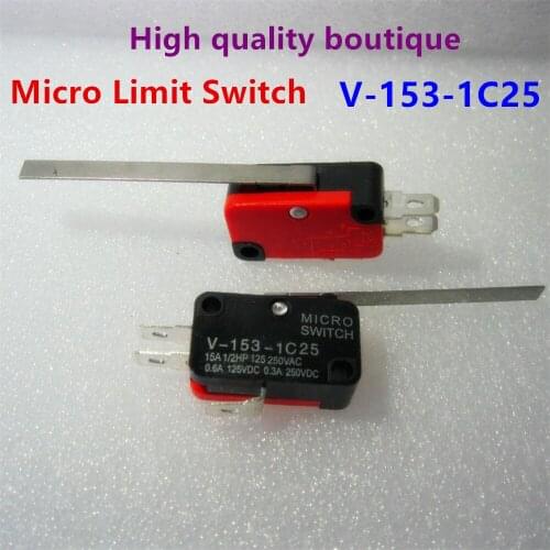 10Pcs High-quality Long Straight Hinge Lever SPDT Micro Limit Switch V-153-1C25