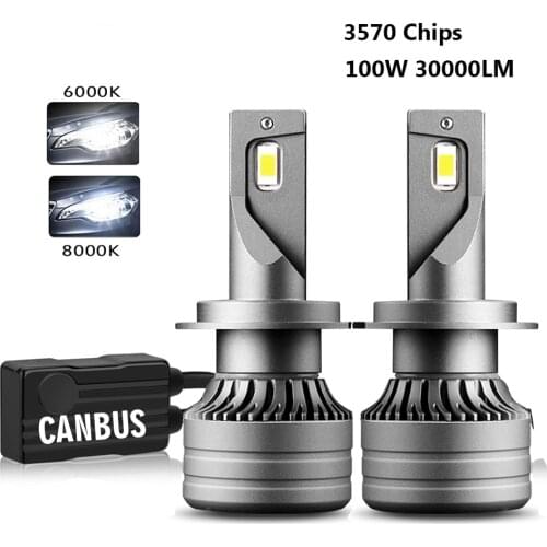 2Pcs 100W 30000LM Car Led Headlight H1 H4 H7 LED Canbus H8 H9 H11 9005 HB3 9006 HB4 High Beam Auto Lights Bulb Auto Turbo