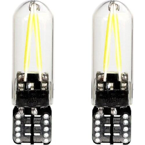 2PCS W5W led T10 COB Glass Car Light Led Filament Light auto automobiles reading Bright White License Light Bulbs Parking Bulbs