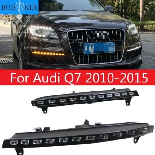 2Pcs LED DRL For Audi Q7 2010 2011 2012 2013 2014 2015 Dynamic Yellow Turn Signal Daytime Running Light Fog Lamp
