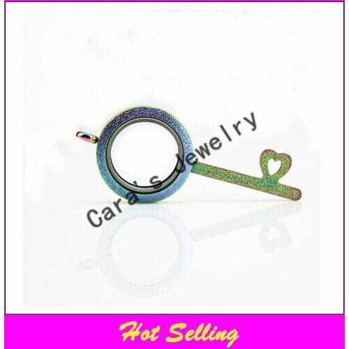 316L stainless steel twist floating living locket rainbow screw sparkles key memory locket pendant 25mm