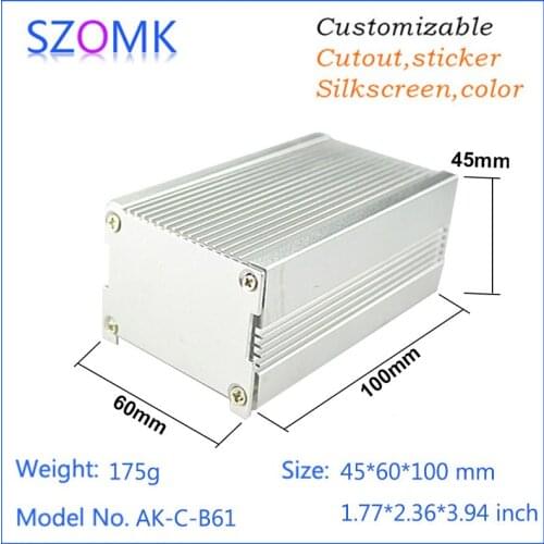 4 pcs, 45*60*100mm silvery aluminum electronics enclosure extrusion control box diy enclosure cabinet aluminum housing